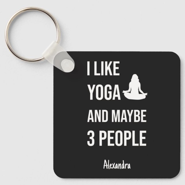Sarcastic Yoga Key Chain For Women Funny Quote Nyckelring (Framsida)