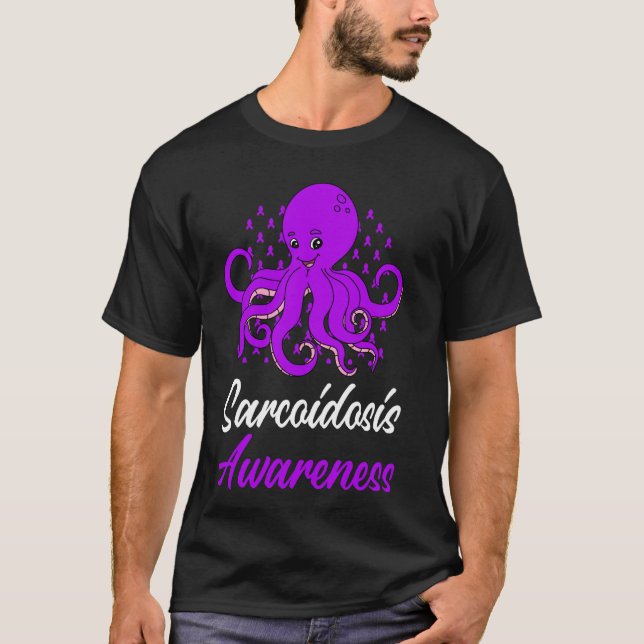 Sarcoidos Awareness Funny Octopus Lila Support T Shirt (Framsida)