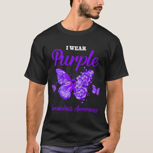 Sarcoidos Awareness I Bära Lila Butterfly T Shirt (Framsida)
