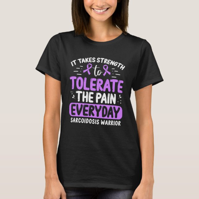 Sarcoidos Awareness Lila Ribbon Fighter T Shirt (Framsida)