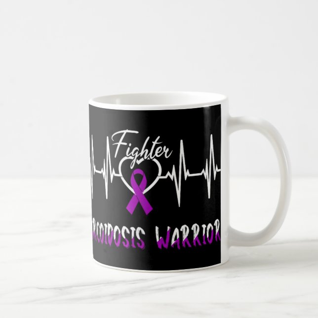 Sarcoidos Awareness Warrior Heartslag Fight Purpur Kaffemugg (Höger)
