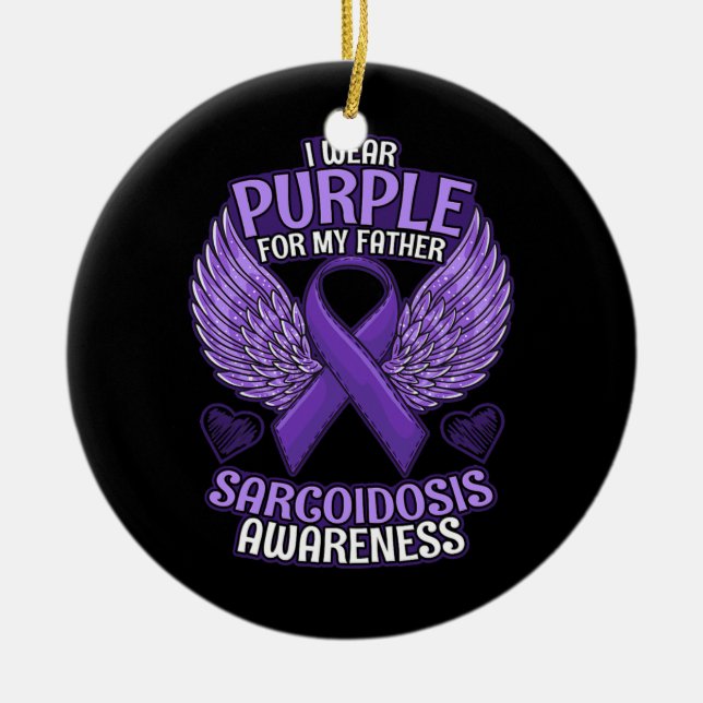 Sarcoidosis Awareness Far Support Lila Julgransprydnad Keramik (Framsidan)