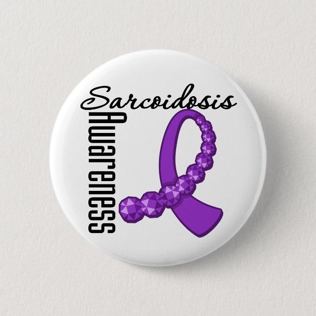 Sarcoidosis Awareness Gemstone Ribbon Knapp (Framsida)