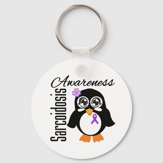 Sarcoidosis Awareness Penguin Nyckelring (Framsida)