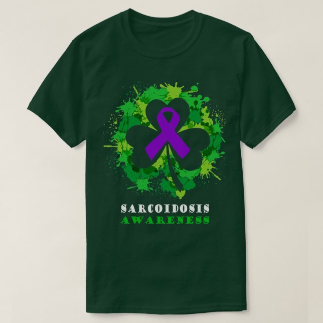 Sarcoidosis Awareness Ribbon Shamrock Saint Patric T Shirt (Design framsida)