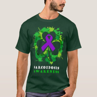 Sarcoidosis Awareness Ribbon Shamrock Saint Patric T Shirt