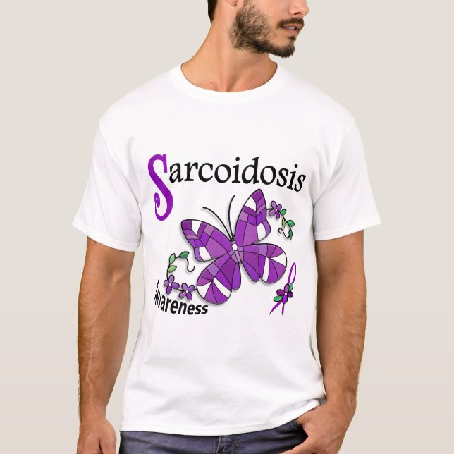 Sarcoidosis för målat glassfjäril 2 tee shirt (Framsida)