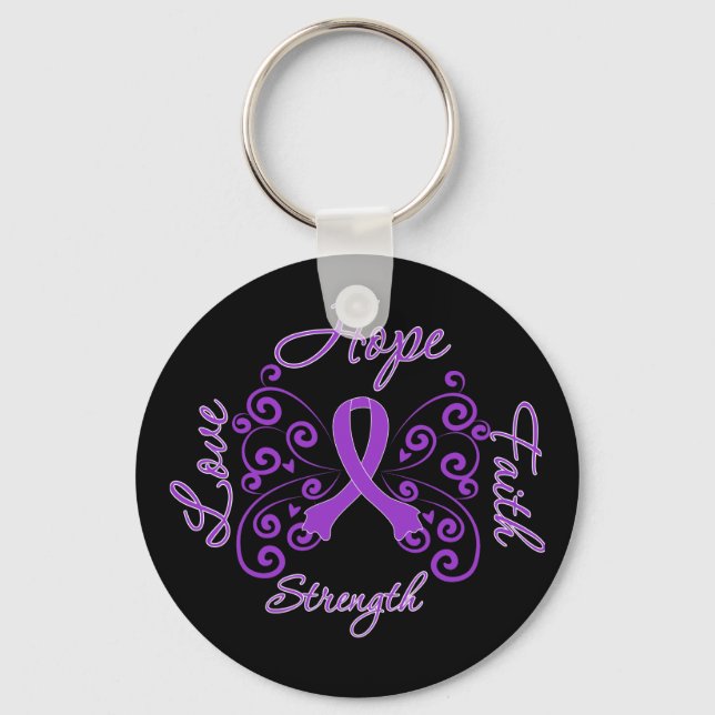 Sarcoidosis Hope Motto Butterfly Nyckelring (Framsida)