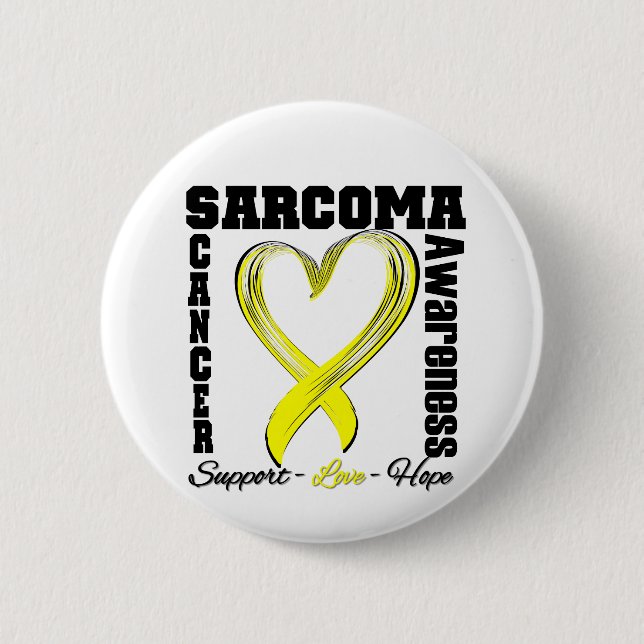 Sarcoma Awareness Brushed Heart Ribbon Knapp (Framsida)
