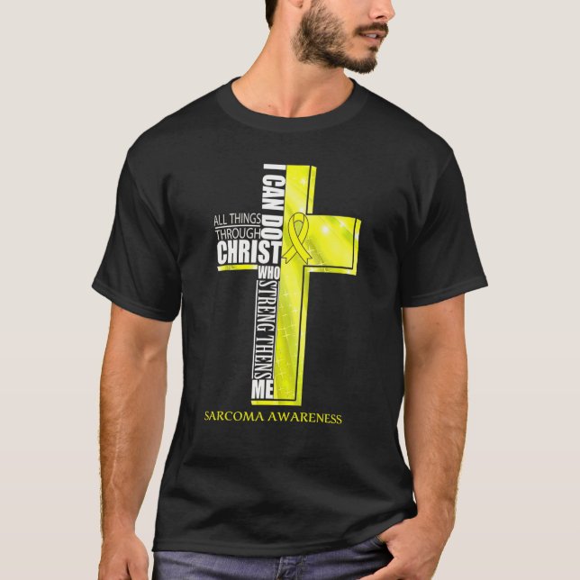 Sarcoma Awareness Christian Kor Ribbon T Shirt (Framsida)