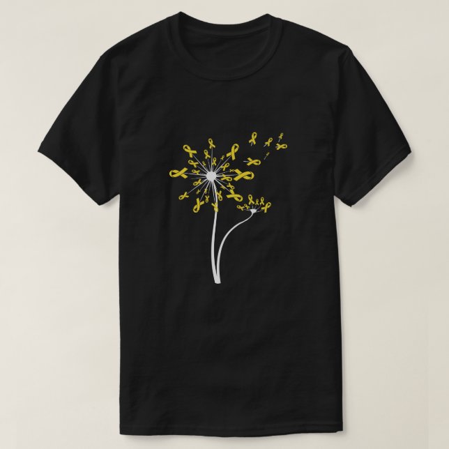 Sarcoma Awareness Dandelion Gult Ribbon T Shirt (Design framsida)