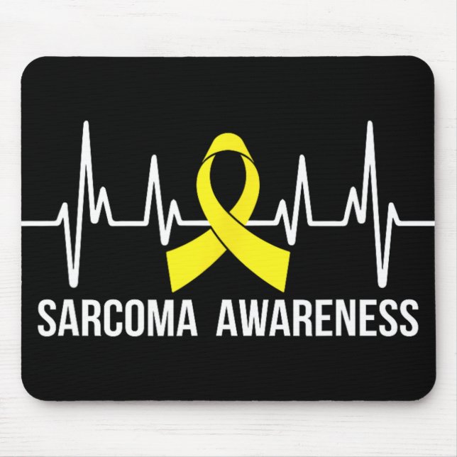 Sarcoma Awareness - Gult Ribbon Heartslag Musmatta (Framsidan)