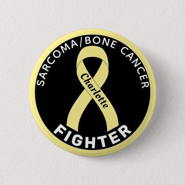 Sarcoma/Bone Cancer Fighter Ribbon Black Button Knapp (Framsida)