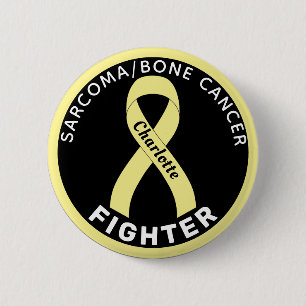 Sarcoma/Bone Cancer Fighter Ribbon Black Button Knapp