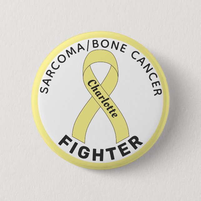Sarcoma/Bone Cancer Fighter Ribbon White Button Knapp (Framsida)