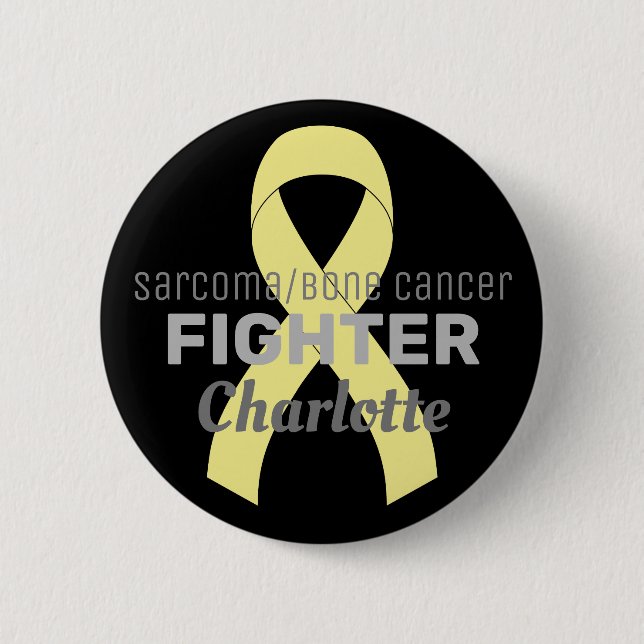 Sarcoma/Bone Cancer Ribbon Black-knapp Knapp (Framsida)