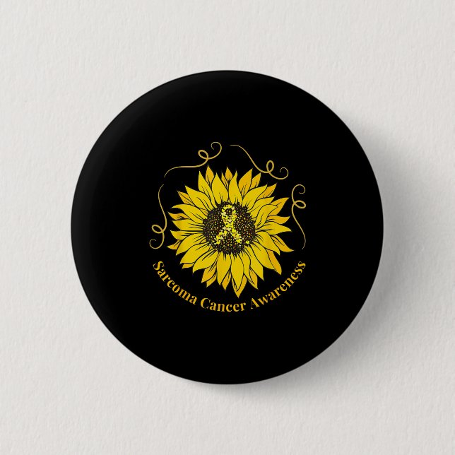 Sarcoma Cancer Awareness Solros Gult Ribbon S Knapp (Framsida)