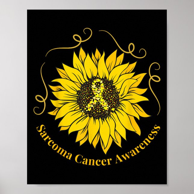 Sarcoma Cancer Awareness Solros Gult Ribbon S Poster (Framsidan)