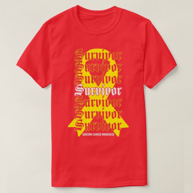 Sarcoma Cancer Awareness Survivor Gult Ribbon Gi T Shirt (Design framsida)