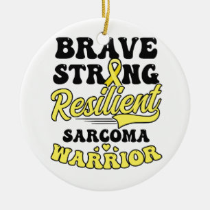 Sarcoma Cancer Shirt Modig, starkt motståndskrafti Julgransprydnad Keramik
