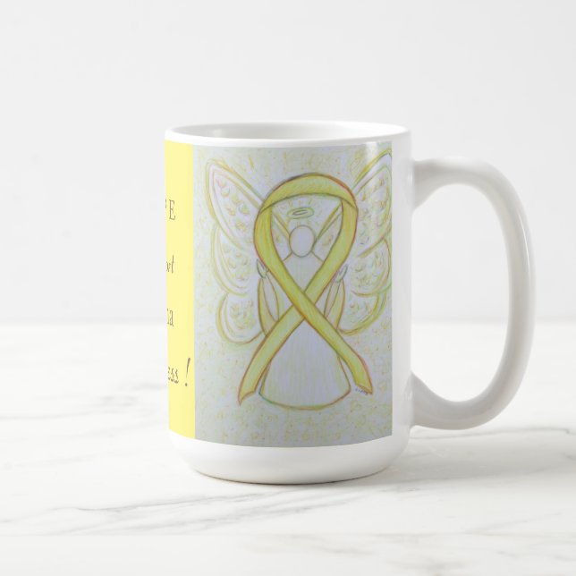 Sarcoma Gult Awareness Ribbon Angel Anpassningsbar Kaffemugg (Höger)