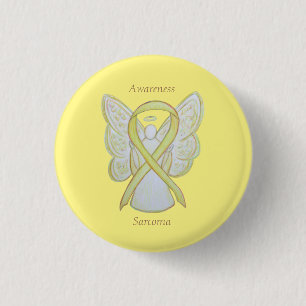 Sarcoma Gult Awareness Ribbon Angel Anpassningsbar Knapp