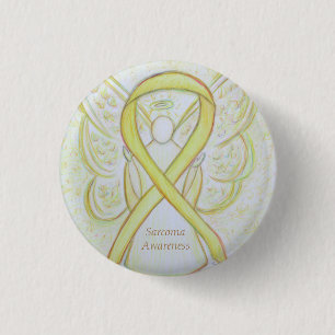 Sarcoma Gult Awareness Ribbon Angel Pin Knapp