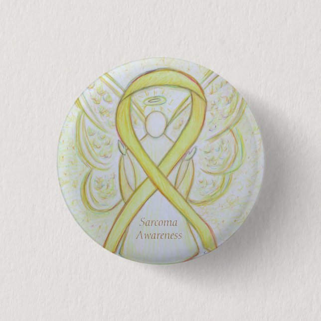 Sarcoma Gult Awareness Ribbon Angel Pin Knapp (Framsida)