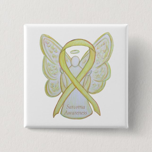 Sarcoma Gult Awareness Ribbon Angel Pin Knapp (Framsida)