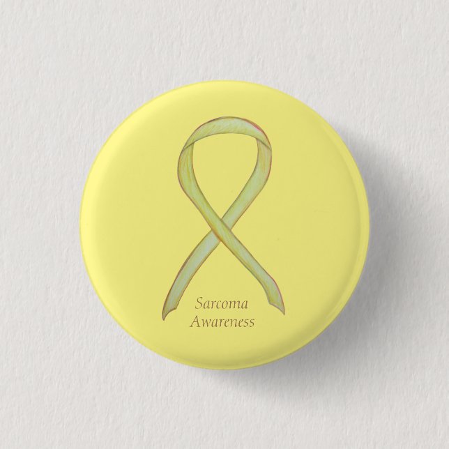 Sarcoma Gult Awareness Ribbon Anpassningsbar Pin Knapp (Framsida)