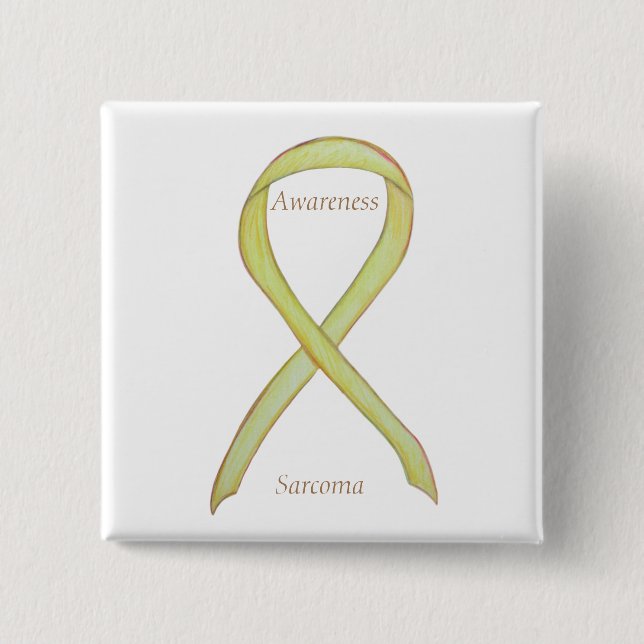 Sarcoma Gult Awareness Ribbon Anpassningsbar Pin Knapp (Framsida)