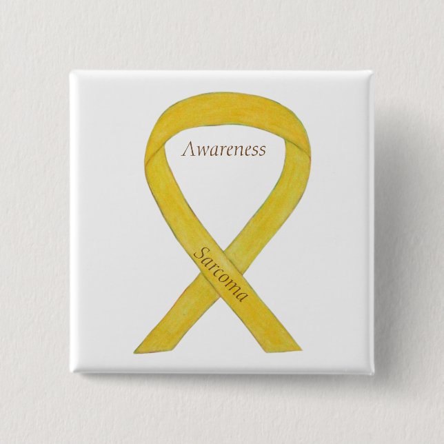 Sarcoma Gult Awareness Ribbon Anpassningsbar Pin Knapp (Framsida)