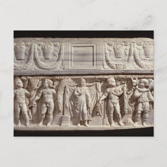 Sarcophagus som skildrar den avlidne vykort (Framsida)