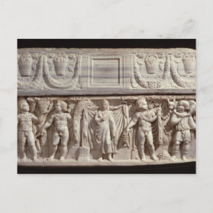 Sarcophagus som skildrar den avlidne vykort