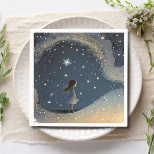 Sårdag Celestial Star Watercolor Girl Modern Pappersservett