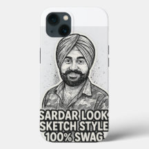 Sardar Sketch Swag iPhone 13-fodral – Svart & Vitt