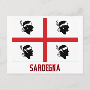 Sardegna flagga med namn vykort