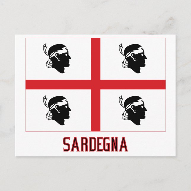 Sardegna flagga med namn vykort (Framsida)