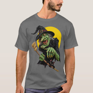 SÄRDEL ESOTTISK HÄXA med KVAST och SVART KATT T Shirt