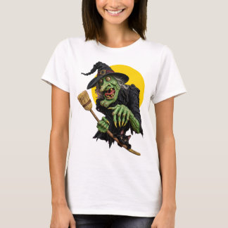 SÄRDELUND HÄXA med KVAST och SVART KATT T Shirt