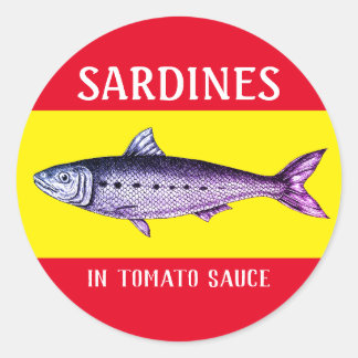 Sardin på Sauce Labels-etikett Runt Klistermärke