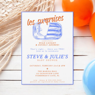 Sardinburna fiskburkar Twillingar Många Babyskor Inbjudningar