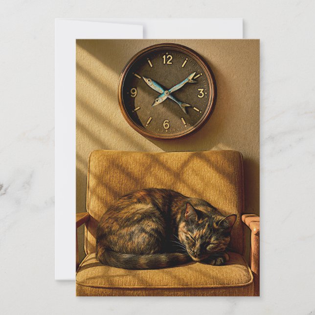 Sardine O’clock Dreamtime – Surreal Cat Art Inbjudningar (Framsida)