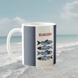 Sardiner Citroner Lapptäcke Quiltad Kust Monogram Kaffemugg