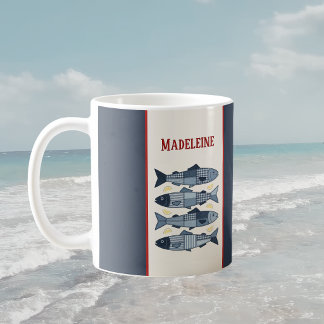 Sardiner Citroner Lapptäcke Quiltad Kust Monogram Kaffemugg
