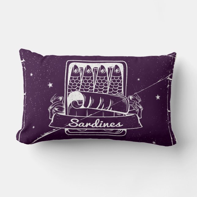 Sardiner i ett tenn Distress Lumbarkudde (Framsida)