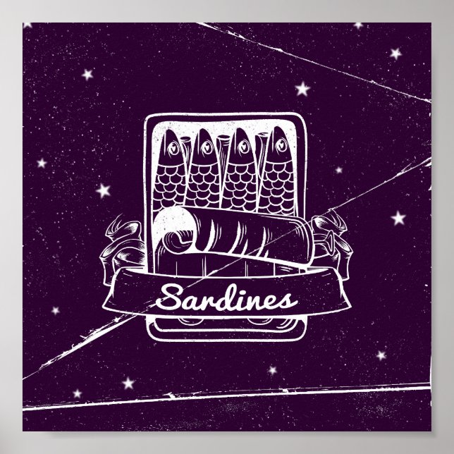 Sardiner i ett tenn Distress Poster (Framsidan)