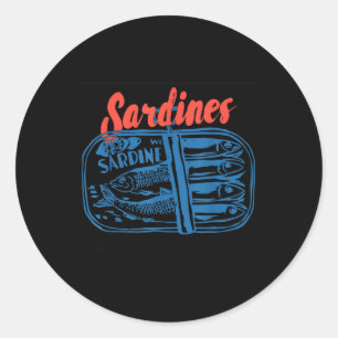 Sardiner Konserverad Fisk Retro Grafik För Män Kvi Runt Klistermärke