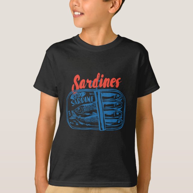 Sardiner Konserverad Fisk Retro Grafik För Män Kvi T Shirt (Framsida)