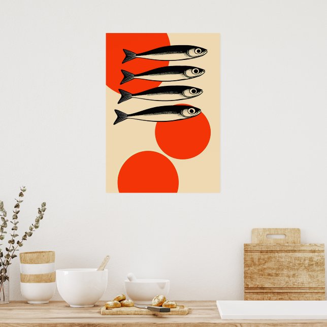 Sardiner med abstrakta solcirklar poster (Kök)